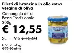 NaturaSì Filetti di branzino in olio extra vergine di oliva Compagnia della Pesca Tradizionale offerta