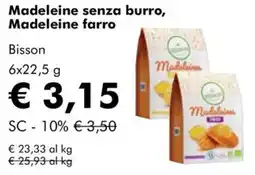 NaturaSì Madeleine senza burro, Madeleine farro Bisson offerta
