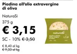 NaturaSì Piadina all’olio extravergine di oliva NaturaSi offerta