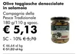 NaturaSì Olive taggiasche denocciolate in salamoia Compagnia della Pesca Tradizionale offerta