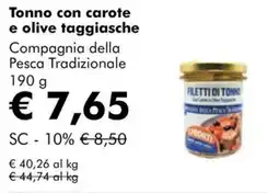 NaturaSì Tonno con carote e olive taggiasche Compagnia della Pesca Tradizionale offerta