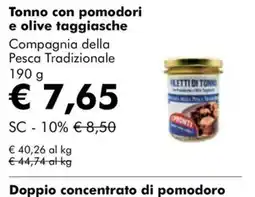NaturaSì Tonno con pomodori e olive taggiasche Compagnia della Pesca Tradizionale offerta