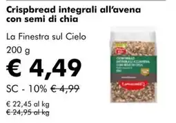 NaturaSì Crispbread integrali all'avena con semi di chia La Finestra sul Cielo offerta