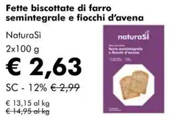 NaturaSì Fette biscottate di farro semintegrale e fiocchi d'avena NaturaSi offerta