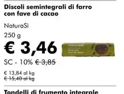 NaturaSì Discoli semintegrali di farro con fave di cacao NaturaSi offerta