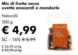 NaturaSì Mix di frutta secca uvetta anacardi e mandorle NaturaSi offerta
