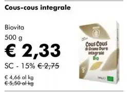 NaturaSì Cous-cous integrale Biovita offerta