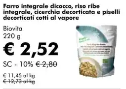 NaturaSì Farro integrale dicocco, riso ribe integrale, cicerchia decorticata e piselli decorticati cotti al vapore Biovita offerta