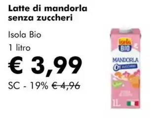 NaturaSì Latte di mandorla senza zuccheri Isola Bio offerta