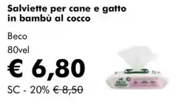 NaturaSì Salviette per cane e gatto in bambù al cocco Beco offerta