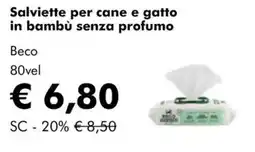 NaturaSì Salviette per cane e gatto in bambù senza profumo Beco offerta