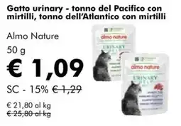 NaturaSì Gatto urinary - tonno del Pacifico con mirtilli, tonno dell'Atlantico con mirtilli Almo Nature offerta