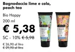 NaturaSì Bagnodoccia lime e cola, peach tea Bio Happy offerta