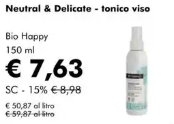 NaturaSì Neutral & Delicate - tonico viso Bio Happy offerta