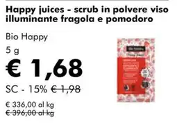NaturaSì Happy juices - scrub in polvere viso illuminante fragola e pomodoro Bio Happy offerta