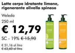 NaturaSì Latte corpo idratante limone, rigenerante olivello spinoso Weleda offerta