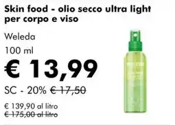 NaturaSì Skin food - olio secco ultra light per corpo e viso Weleda offerta