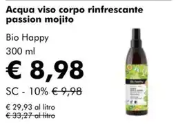 NaturaSì Acqua viso corpo rinfrescante passion mojito Bio Happy offerta