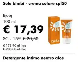 NaturaSì Sole bimbi - crema solare spf50 bjobi offerta