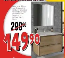 Mondo Brico base larg. 80 cm con 2 cassetti e lavabo + specchio offerta