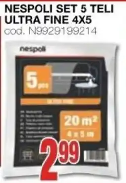 Mondo Brico Nespoli set 5 teli ultra fine offerta