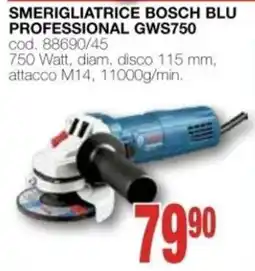 Mondo Brico Smerigliatrice Bosch Blu Professional GWS750 offerta