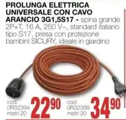Mondo Brico PROLUNGA ELETTRICA UNIVERSALE CON CAVO ARANCIO 3G1,5S17 offerta