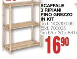 Mondo Brico SCAFFALE 3 RIPIANI PINO GREZZO IN KIT offerta