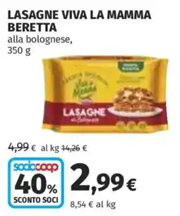 Coop Superstore Lasagne Viva la Mamma Beretta alla bolognese offerta