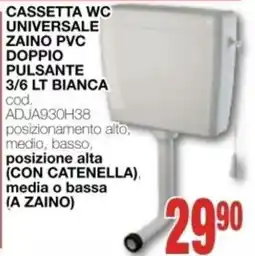 Mondo Brico Cassetta WC Universale Zaino PVC Doppio Pulsante offerta