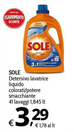 Primo Prezzo SOLE Detersivo lavatrice liquido colorati/potere smacchiante offerta
