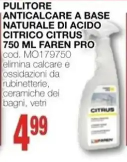 Mondo Brico Pulitore anticalcare a base naturale di acido citrico Citrus Faren Pro offerta
