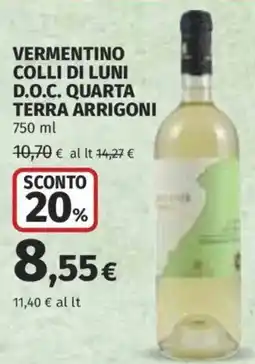 Coop Superstore Vermentino Collì di Luni D.O.C. Quarta Terra Arrigonì offerta