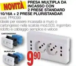 Mondo Brico PRESA MULTIPLA DA INCASSO CON 2 PRESE STANDARD offerta