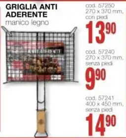 Mondo Brico GRIGLIA ANTIADERENTE manico legno offerta