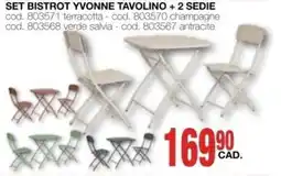 Mondo Brico SET BISTROT YVONNE TAVOLINO + 2 SEDIE offerta