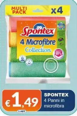 Mister Risparmio Spontex 4 Panni in microfibra offerta