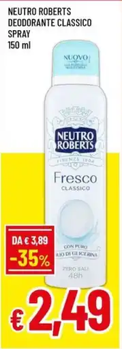 A&O Neutro Roberts Deodorante Classico Spray offerta