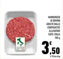 Conad City HAMBURGER DI BOVINO ADULTO DALLE COOPERATIVE ALLEVATORI offerta