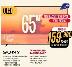 Fiducia & Convenienza SONY TV OLED UHD K65XR8AAEP offerta