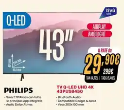Fiducia & Convenienza PHILIPS TV Q-LED UHD 4K 43PUS8450 offerta