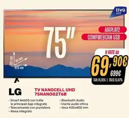 Fiducia & Convenienza LG TV NANOCELL UHD 75NANO82T6B offerta