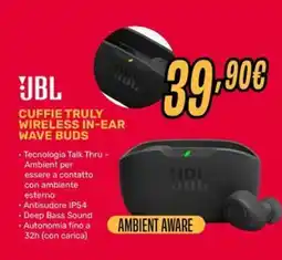 Fiducia & Convenienza JBL CUFFIE TRULY WIRELESS IN-EAR WAVE BUDS offerta