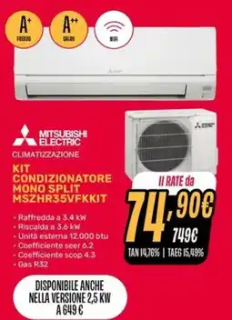 Fiducia & Convenienza Mitsubishi Electric Climatizzazione Kit Condizionatore Mono Split MSZHR35VFKKIT offerta