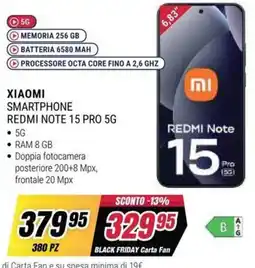 Trony XIAOMI SMARTPHONE REDMI NOTE 15 PRO 5G offerta