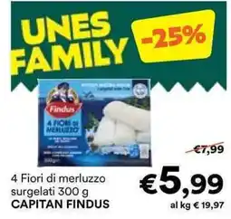 Unes 4 Fiori di merluzzo surgelati 300 g CAPITAN FINDUS offerta