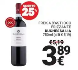 Supermercati Gulliver Freisa d'Asti DOC Frizzante Duchessa Lia offerta
