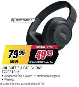 Trony JBL CUFFIE A PADIGLIONE T720BTBLK offerta