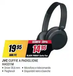 Trony JVC CUFFIE A PADIGLIONE HAS31M offerta