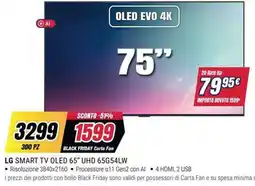 Trony LG SMART TV OLED 65" UHD 65G54LW offerta